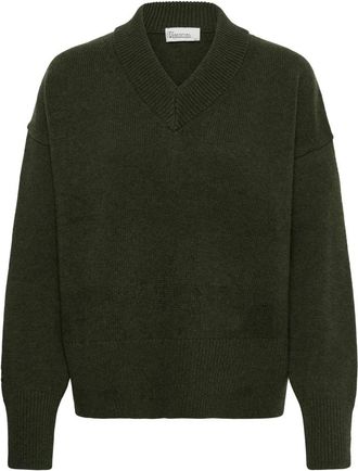 MY ESSENTIAL WARDROBE V-hals gebreid - Dames - Truien - Groen - Maat: M/L