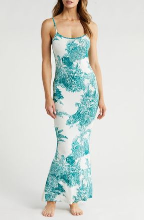 Kilo Brava Print Maxi Slip in Palm Toile Print at Nordstrom, Size Large