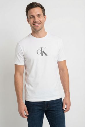 Calvin Klein T-Shirt CALVIN KLEIN SS 30S DISTRESS MONOGRAM GRAPHIC, Herren, Gr. XXL, hellwei&szlig;, Web, Obermaterial: 100% Baumwolle, unifarben, klassisch normal, Rund