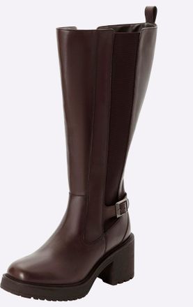 Sheego Weitschaftstiefel SHEEGO, Damen, Gr. 37, XXL-Schaft, braun, Leder, Schuhe Weitschaftstiefel