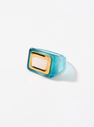 Lucas Jack Womens Moonstone turquoise resin ring