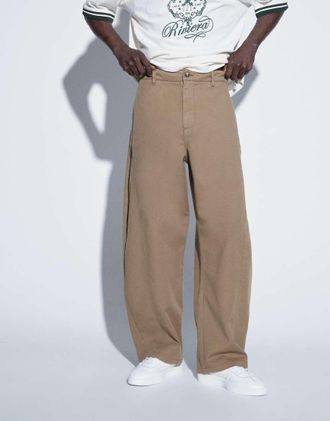 Topman pantaloni barrel fit color tan-Neutro