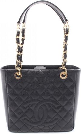 Chanel Black Grained Calfskin Tote Bag (Pre-Owned)