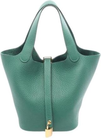 Herm&egrave;s Pre-owned Picotin Lock 18 - Dames - Vintage Tas - Groen - ONE Size - Leer - Vintage