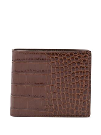 Tom Ford croc-embossed bi-fold wallet - Bruin