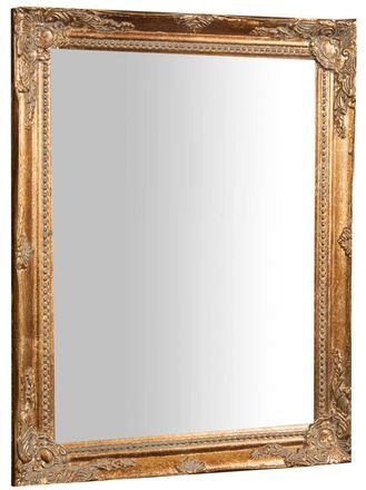 Biscottini International Biscottini - Espejo Para Ba&ntilde;o Espejo De Pared Vertical/horizontal Con Marco Rectangular De Madera Dorado Antiguo Para Colgar Para Maquillarse
