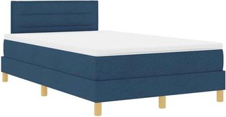 vidaXL Box Spring Bed with Mattress Blue 120 x 190 cm Fabric vidaXL