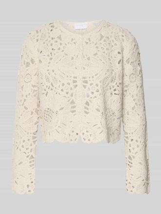 Jake*s Cardigan aus H&auml;kelspitze mit Rundhalsausschnitt in Beige, Gr&ouml;&szlig;e XXL