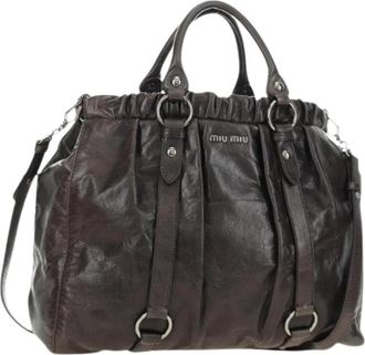 Miu Miu Pre-owned Hand Bag - Dames - Vintage Handtas - Bruin - ONE Size - Leer - Vintage