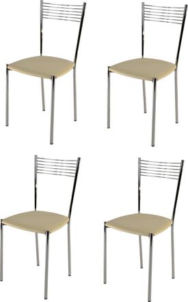 Tommychairs Tommychairs 4 Sillas Elegance Acero Cromado, Asiento Polipiel Arena