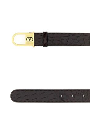Valentino Garavani Mens Dark Brown Leather Vlogo Signature Belt Oakbrownnero Cinture