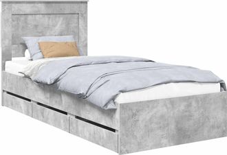vidaXL Estructura De Cama Gris Concreto 75 X 190 Cm Madera Ingenieril Vidaxl