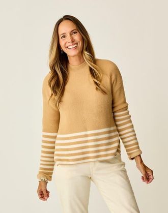 Carve Designs Olivia Plush Sweater in Camel Stripe at Nordstrom, Size Xx-Small