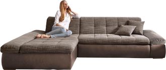 Domo Collection Ecksofa »Moric, L-Form, XXL-Sofa - Breite 300cm, viel Platz, auch in Cord« wahlweise mit Bettfunktion und Armteilverstellung, beige-braun