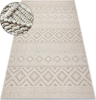 RugsX Carpet JERSEY 19234 beige - Rhombuses, structural, loop BOHO beige 120x170 cm