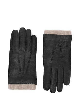 Paul Smith leather gloves - men - Elk Leather/Wool - S - Black