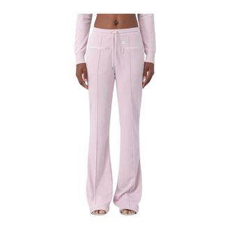 Courrèges Wide Trousers, female, Pink, L, Pink Zip Pocket Wide Leg Trousers