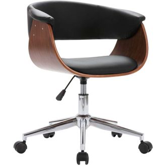 vidaXL Vidaxl - Silla De Comedor Giratoria Madera Curvada Cuero Sint&eacute;tico Negro