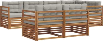 vidaXL Conjunto De Sof&aacute;s De Exterior 7 Uds. Gris Natural Y Claro Vidaxl
