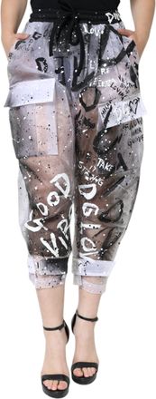 Dolce & Gabbana Womens White See Through Logo Cropped Cargo Pants Nylon