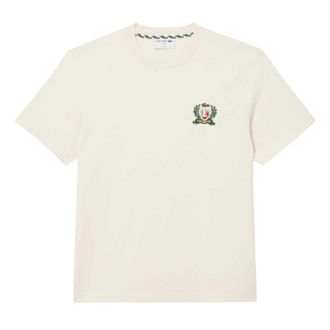 Lacoste Heren Frans Geborduurd Logo T-shirt (Cr&egrave;me)