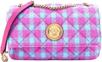 Versace Medusa Icon Chain Flap Bag Quilted Tweed East West shoulder bag - Blauw