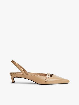 Tommy Hilfiger Leather Kitten Heel Slingbacks