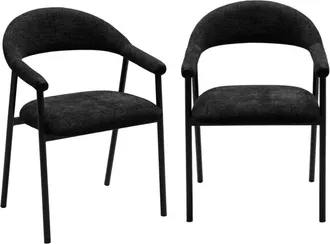 Calicosy Pack de 2 sillas de tejido boucl&eacute; a56 cm - negro