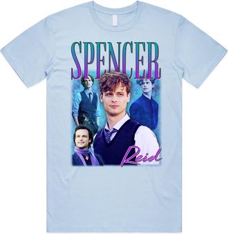 Sanfran Clothing Spencer Reid Homage Top Film Movie Retro 90s Actor Gift Unisex T-Shirt Extra Large/Light Blue