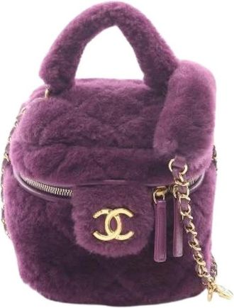 Chanel Pre-owned Matelasse Lamsleer Shearling Schoudertas - Dames - Vintage Mini Tas - Paars - ONE Size - Leer - Vintage
