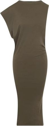 Jacquemus Asymmetrische Midi Jurk met Draping - Dames - Feestkleedjes - Groen - S - Katoen - Kleedjes