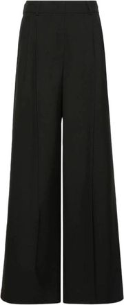 Max Mara Broek met wijde pijpen en plooien - Dames - Wijde Broeken - Zwart - 2XS - Wol - Broeken