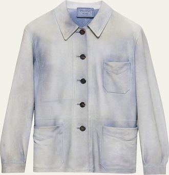 Prada 3-Pocket Suede Shirt Jacket