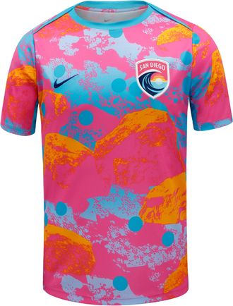 Nike San Diego Wave FC Nike Mens NWSL Short-Sleeve Pre-Match Top in Pink | M21556SDWF26-LFS