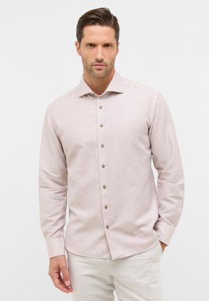 Eterna Langarmhemd ETERNA MODERN FIT, Herren, Gr. 43, Normalgr&ouml;ssen, beige (nude), Twill, 59% Baumwolle, 41% Leinen, tailliert, Manschette, Hemden Langarmhem