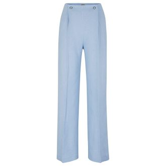 HUGO BOSS Womens Tapito Trousers in Blue Linen - Size 10 UK