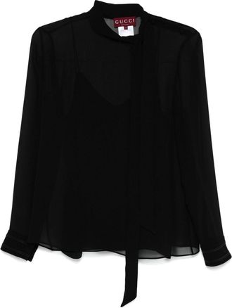 Gucci silk blouse - women - Silk/Silk/Acetate - 42 - Black