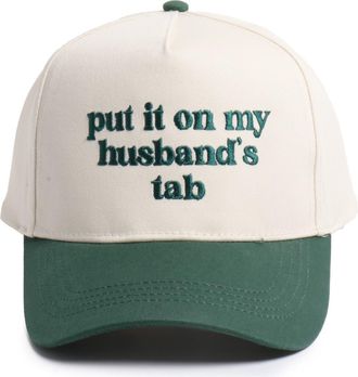 David and Young Put it on Husbands Tab Cotton Baseball Cap in Green at Nordstrom Rack