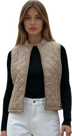 Matine&eacute; Womens Lightweight Featherlight Vest Outdoor Puffer Vest Gilet Coat. (UK, Numeric, 22, Regular, Regular, BEIGE)