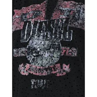 Diesel Crystal-Embellished Graphic Print T-Shirt - Black