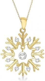 Allurez Snowflake Shaped Diamond Pendant Necklace 14k Yellow Gold (0.20ct)
