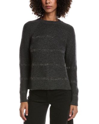 Fort&eacute; Cashmere Crystal Wool & Cashmere-Blend Raglan Sweater