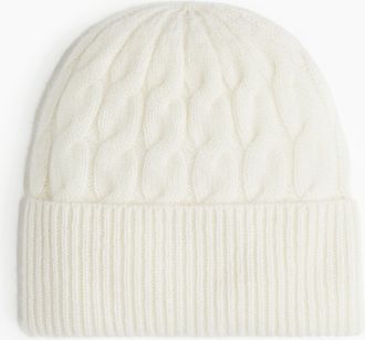 H&M Beanie mit Zopfmuster aus Kaschmirmix - White