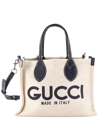 Gucci Blue Printed Canvas Logo Shopper Tote Small (Authentic Pre-Loved)