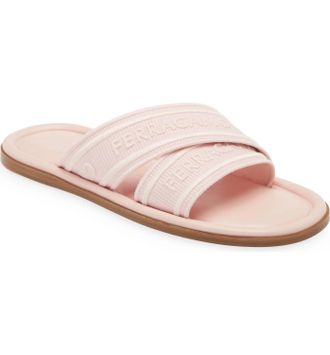 Ferragamo Womens Laurene Logo Slide Sandal In Pink