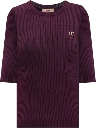 Twinset 05609 Winetasting Maglia - Dames - Ronde hals truien - Paars - XS - Polyester - Truien & Vesten