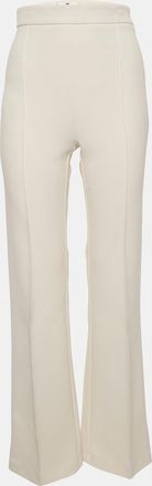 Elisabetta Franchi Cream Stretch Crepe Wide Leg Trousers