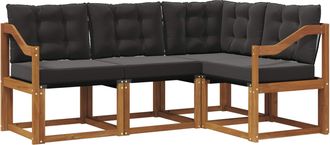 vidaXL Conjunto De Sof&aacute;s De Exterior 4 Uds. Natural Y Negro Vidaxl