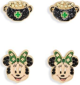 BaubleBar x Disney Saint Patricks Day Set of 2 Minnie Mouse Stud Earrings in Green at Nordstrom Rack