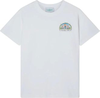 Casablanca T-Shirts, male, White, Size: 2XL Black Cotton Men T-Shirt with Tennis Club Print